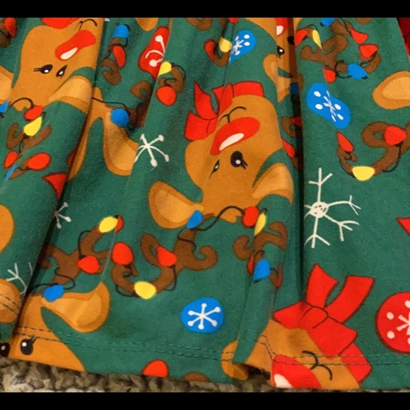 Bonnie Baby Christmas Reindeer Green Dress Bloomers Tunic Red Green 6-9 Months - Picture 3 of 9